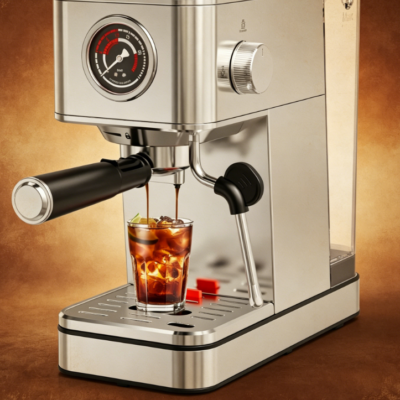 Espresso Machine | Steam Milk Frother + Removable Water Tank | Compact Stainless Steel Body