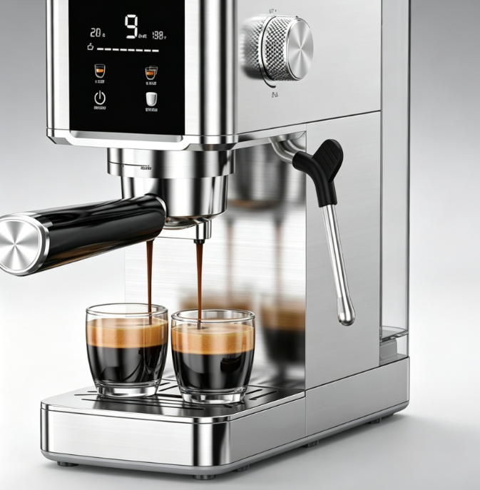 Mini Espresso Machine for Home Use | Capsule Portion + LED Screen + Milk Frother | Compact Stainless Steel Body - Image 2