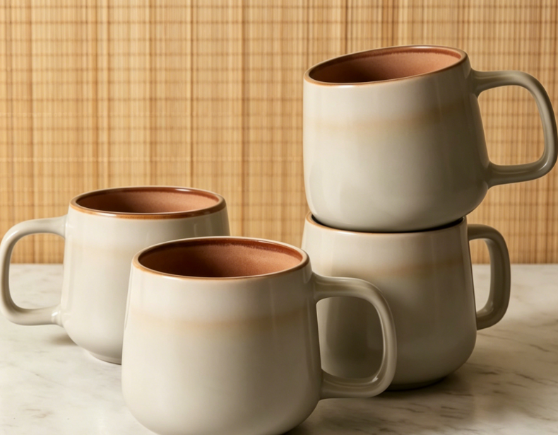 4-Piece Nordic Style Ceramic Coffee Mug Set | 12oz with Comfortable Handle | Lead-Free Glaze | Microwave and Dishwasher Safe | Suitable for Tea and Latte