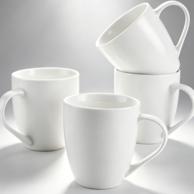 4-Piece White Ceramic Coffee Mug Set | 16oz Large Capacity with Handle | Microwave and Dishwasher Safe | Suitable for Coffee, Tea, Hot Cocoa, and Milk