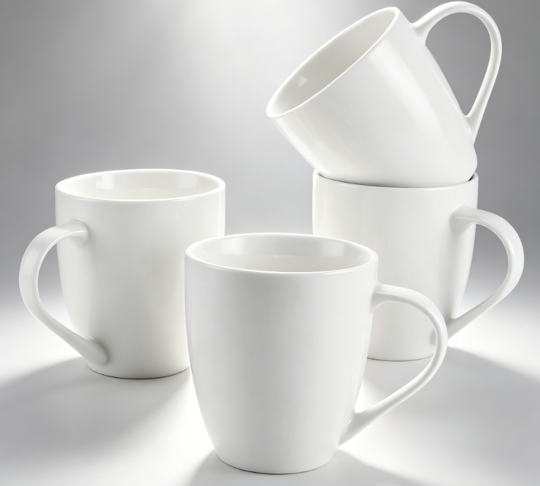 4-Piece White Ceramic Coffee Mug Set | 16oz Large Capacity with Handle | Microwave and Dishwasher Safe | Suitable for Coffee, Tea, Hot Cocoa, and Milk