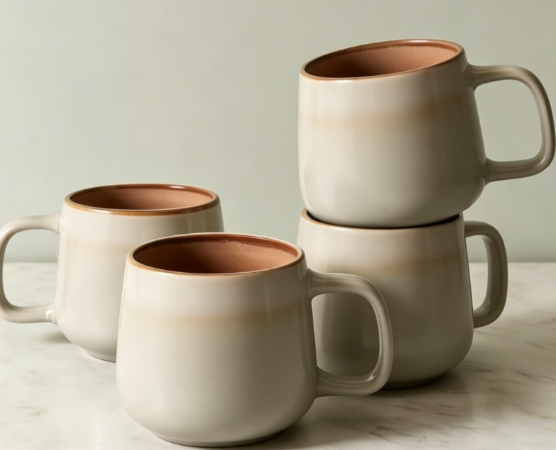 4-Piece Nordic Style Ceramic Coffee Mug Set | 12oz with Comfortable Handle | Lead-Free Glaze | Microwave and Dishwasher Safe | Suitable for Tea and Latte - Image 2