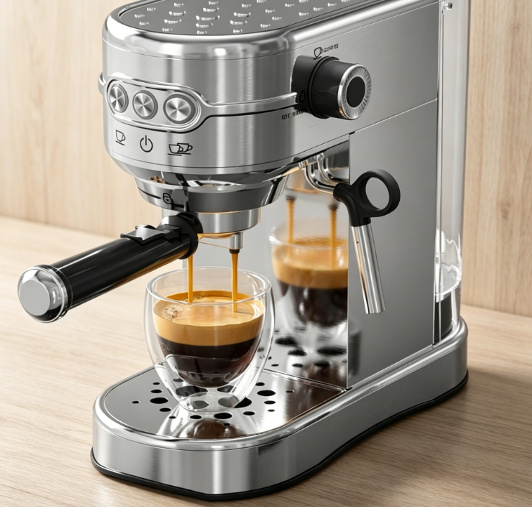Compact Espresso Machine | Stainless Steel Body + Steam Milk Frother | 34-oz Removable Water Tank - Image 2